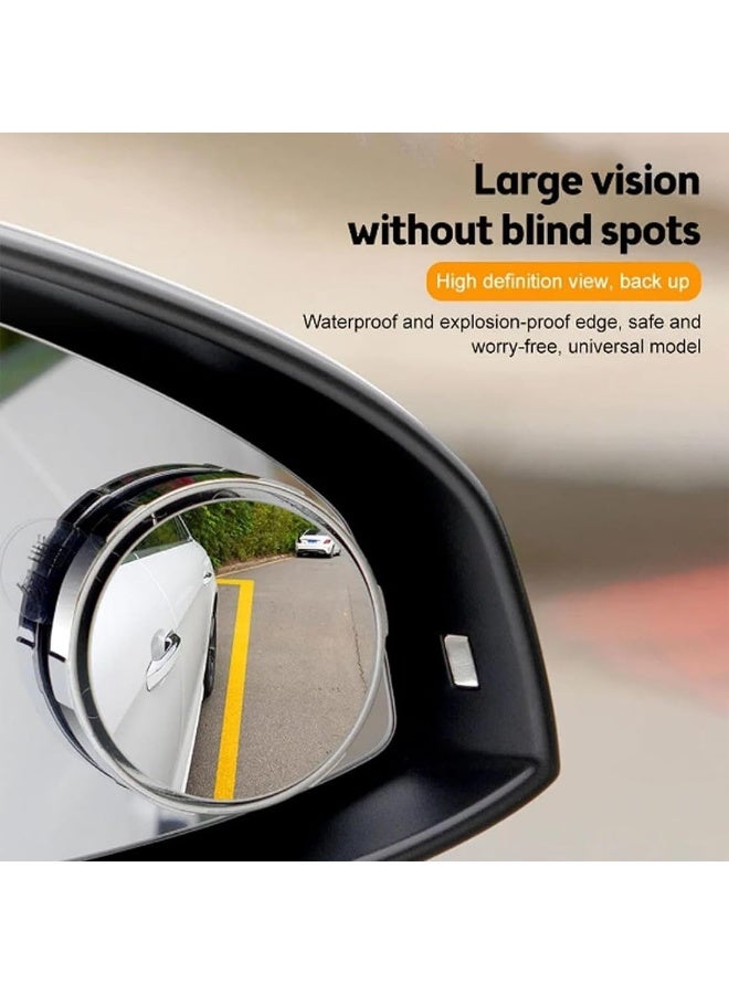 VIUAUAX 2PCS Suction Cup Car Blind Spot Mirror, 360° Rotating HD Convex Wide Angle Side Rear View Mirror, Waterproof Anti-Fog No Glue Auxiliary Mirror for Cars SUVs Trucks Vans, Silver - Image 3